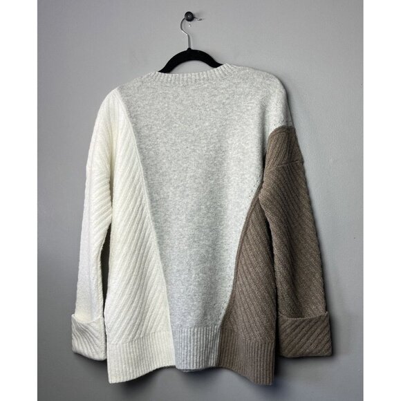 FRENCH CONNECTION Colorblock Grey Ivory Tan Sophia Viola Sweater Pullover Sz XS - Picture 3 of 7